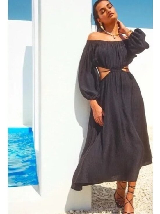 Astr The Label Dresses & Skirts - Astr The Label Black Cassian Off-The-Shoulder Cutout Dress